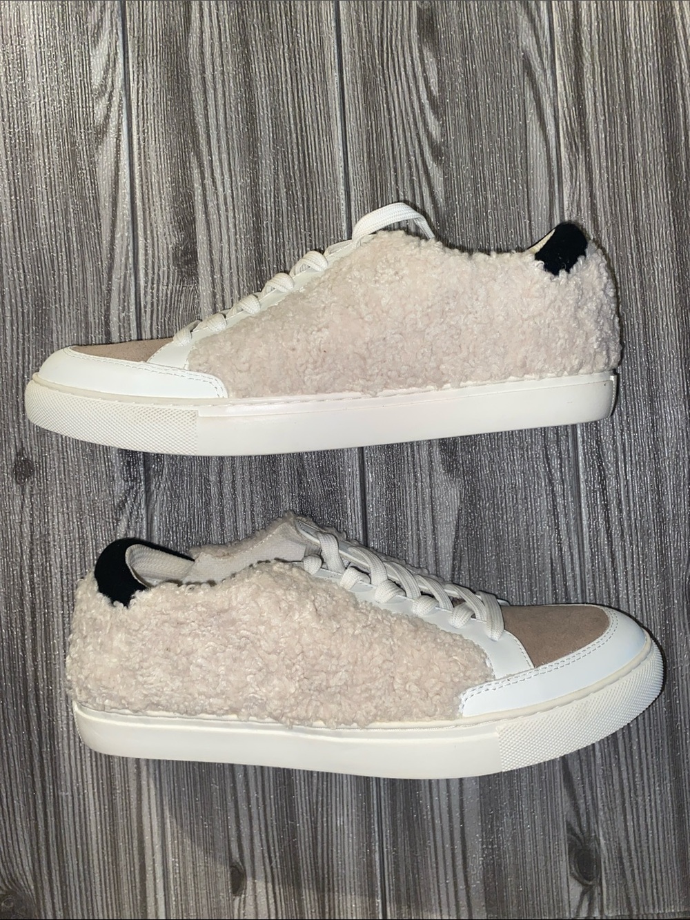 Kenneth Cole New York Taupe Suede & White Leather Shearling Sneakers - Picture 8 of 10